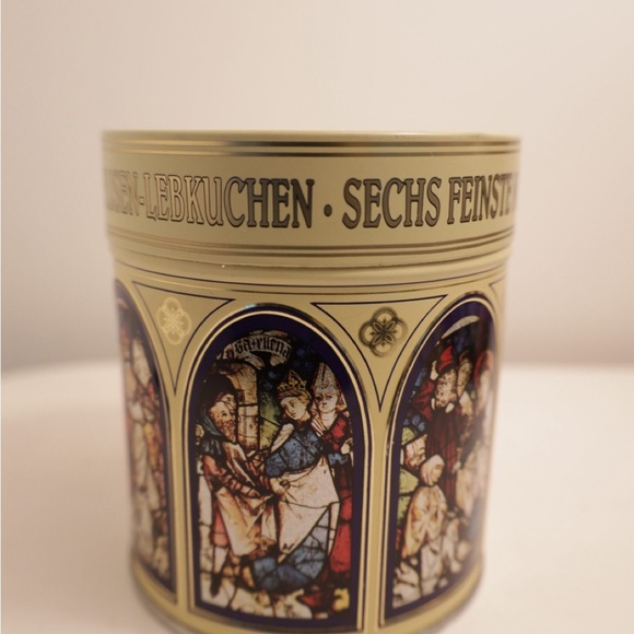 Vintage tea Tin with Stained Glass Design farmhouse moody decor kitchen storage - Picture 5 of 10